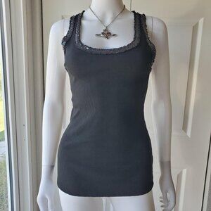 gigi moda black ribbed sequin tank top